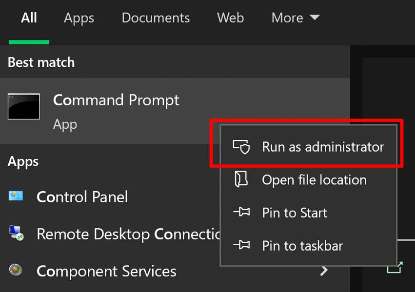 Command Prompt as an administrator