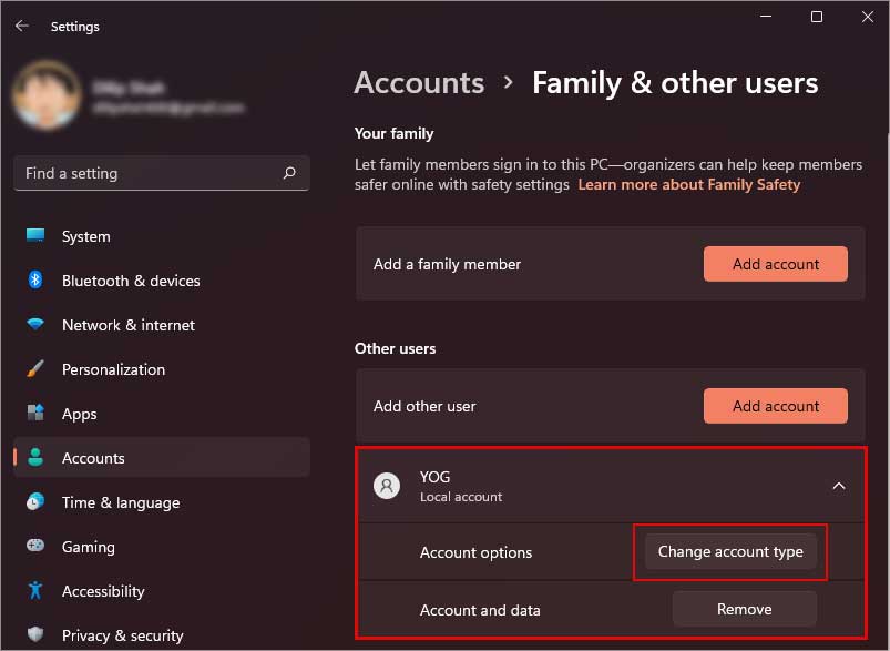 Convert to administrator account