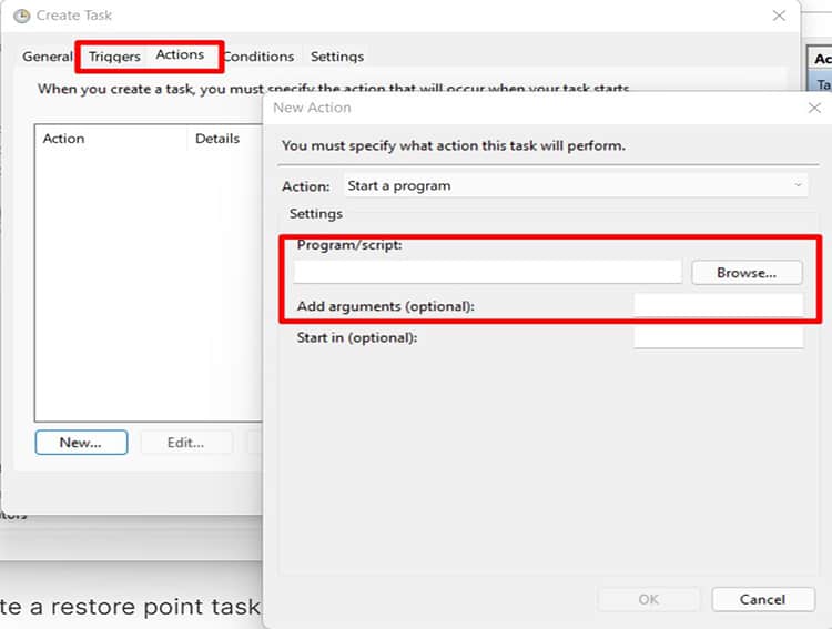 Create a Task Pop up Box in Task Scheduler