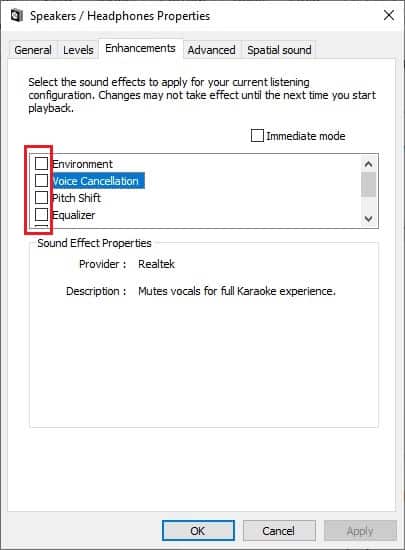 Disable Audio Enhancements