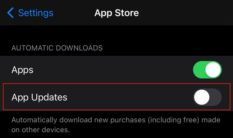 Disable Automatic Updates on iPhone