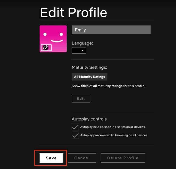 Edit Profile Settings