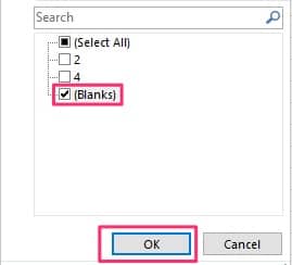Exclude blanks