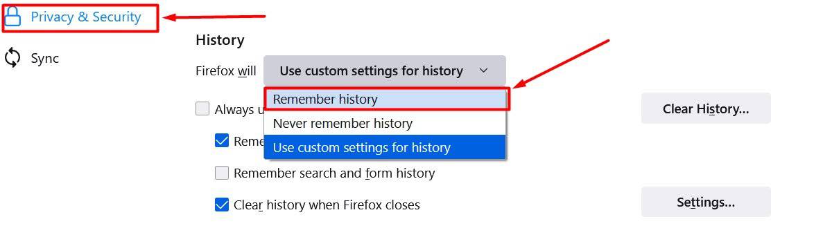 Firefox history