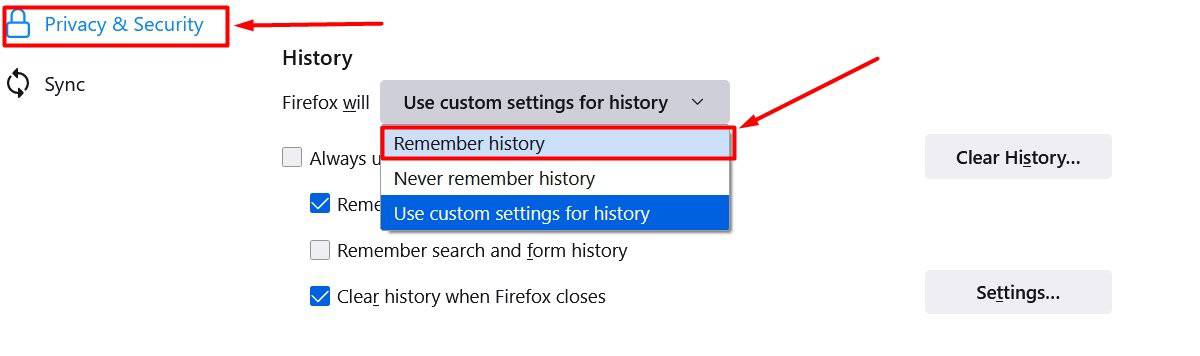 Firefox history