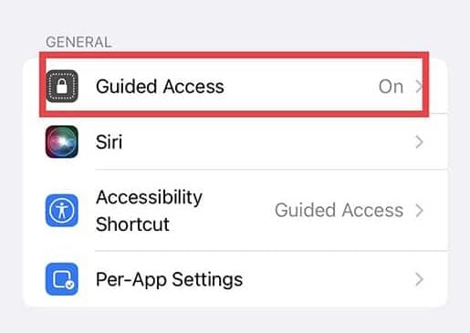 Guided access settings in iphone