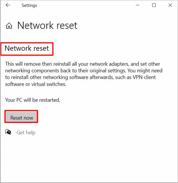 Network-reset