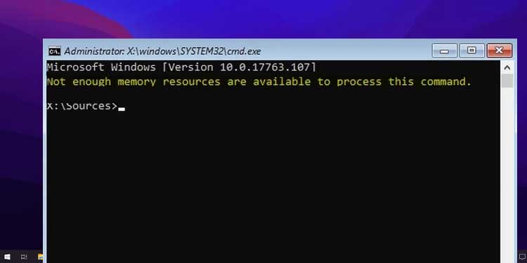 Not Enough Memory Resources Are Available To Process This Command