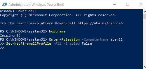 Powershell-remote-disable-firewall