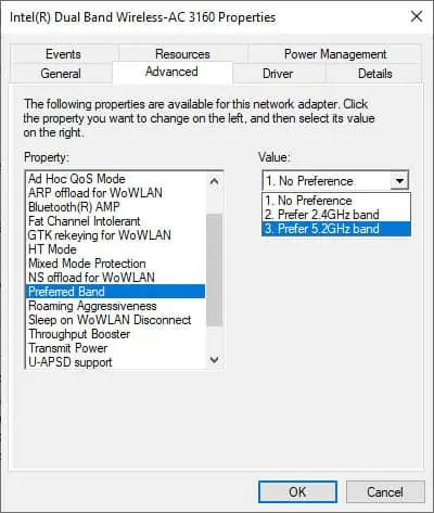 Preferred-band-network-adapter
