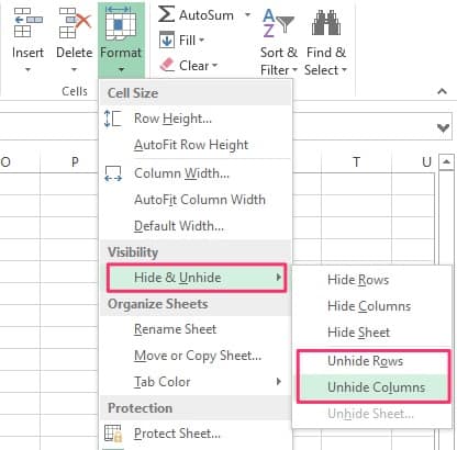 Unhide Rows and Columns