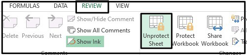 Unprotect Sheet