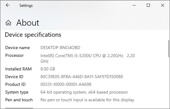 about device specification