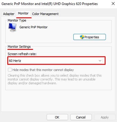 change monitor refresh rate
