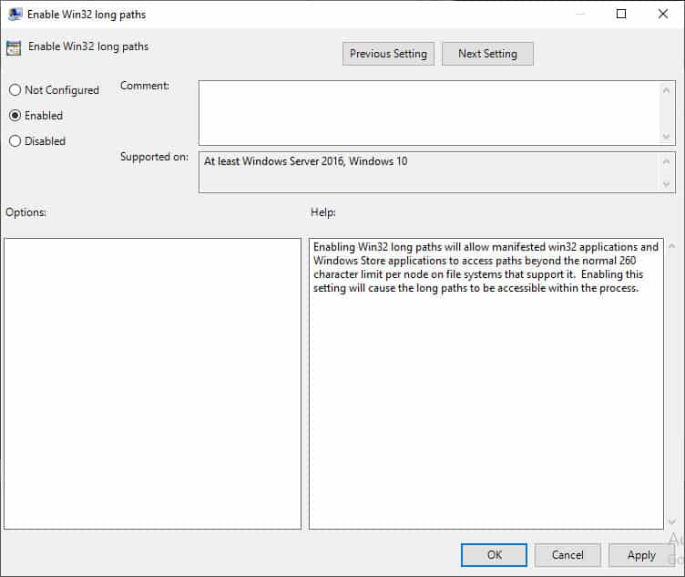 enable win32 long paths