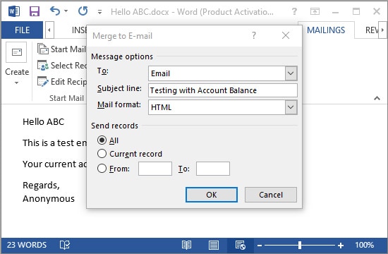 finish mail merge