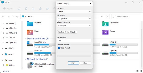 format-usb-quick-format