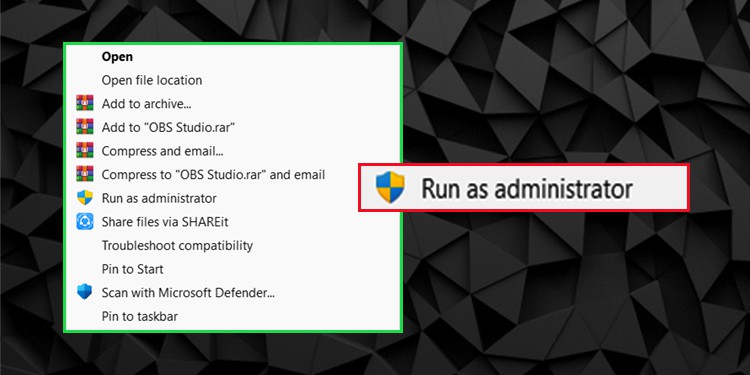 how to run files as administrator