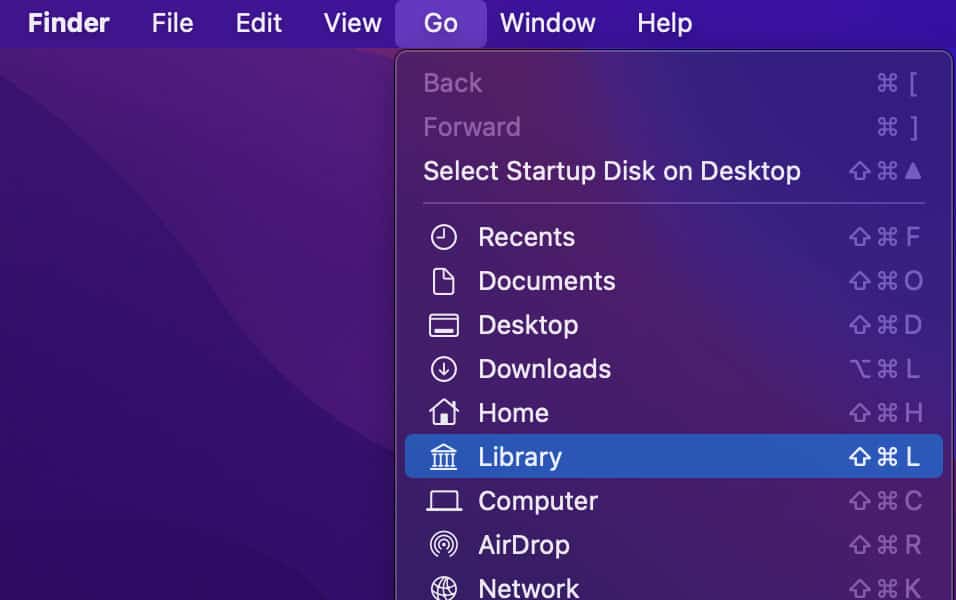 library finder go menu