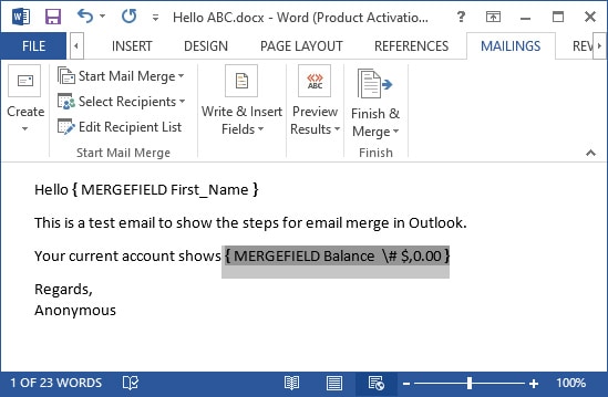 manipulate mergefield code