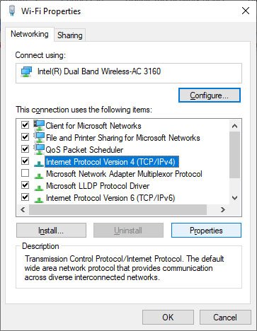 network properties IPv4 configuration