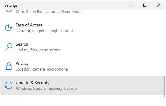 settings update & security