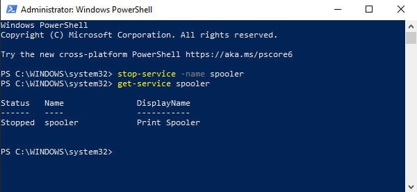 stop-service-name-powershell