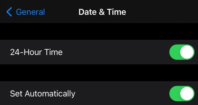 Set Date and time automatically iPhone