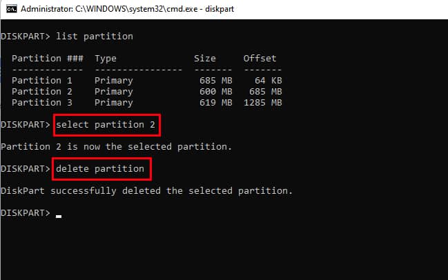 Delete-partition
