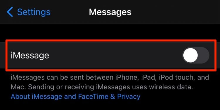 Disable iMessage