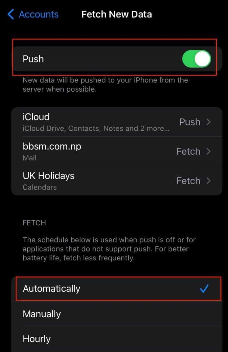 Enable the Fetch New Data