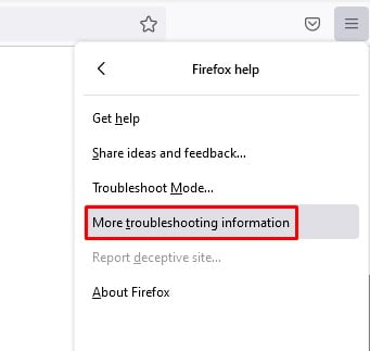 Firefox more troubleshoot information