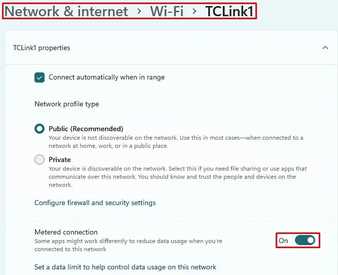 Metered-connection