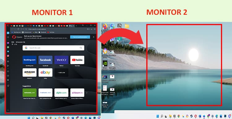 Movement of app from one monitor to another