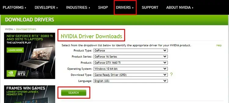 NVIDIA-Driver-Search-in-Official-Website
