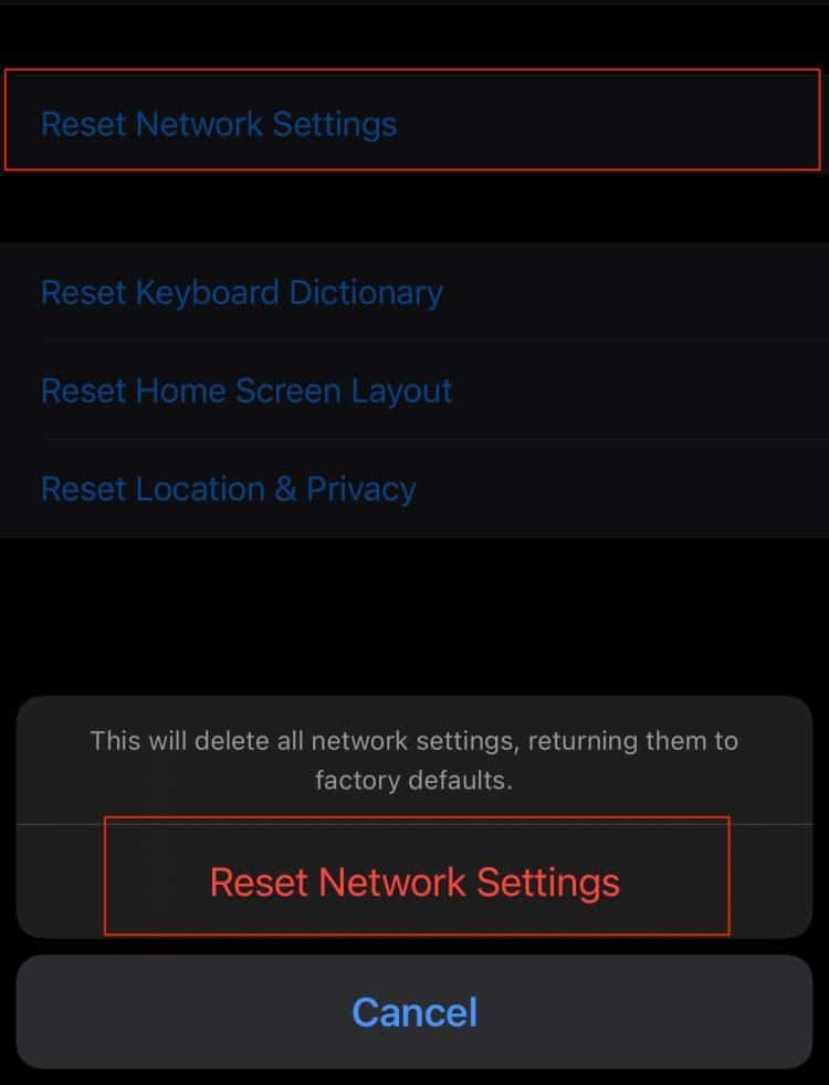 Reset Network Settings