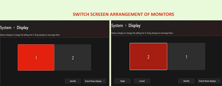 how to switch screens in windows 10