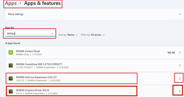 Uninstall Geforce from add or remove program