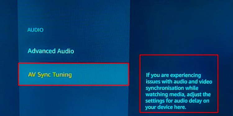 audio video sync option in tv