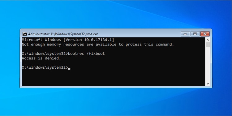 bootrec fixboot access is denied