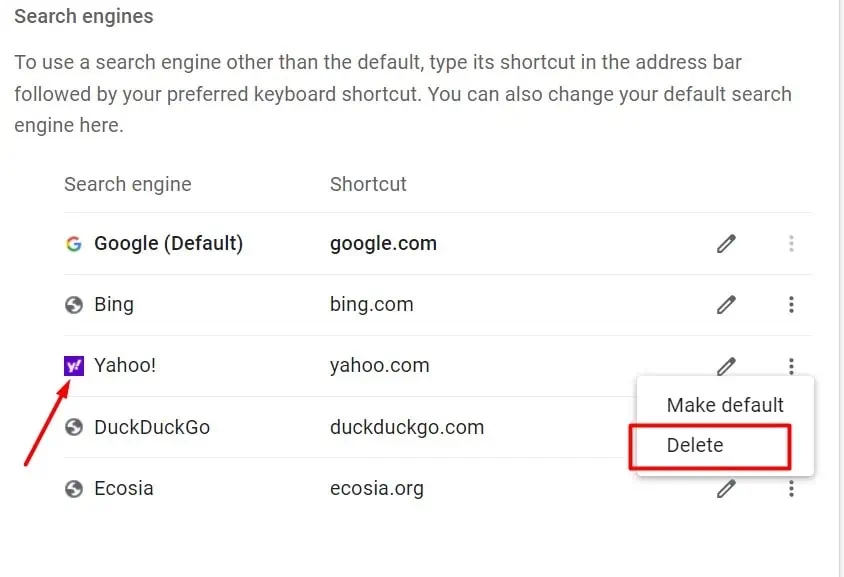 Why Does My Search Engine Keep Changing to Yahoo? How to Get Rid of It 37 delete-yahoo