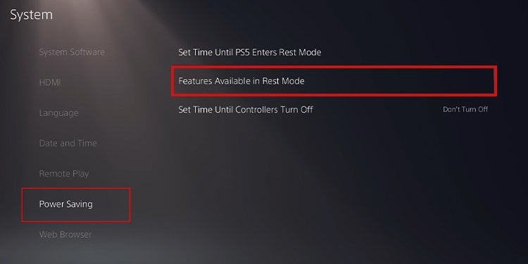 features available in rest mode ps5