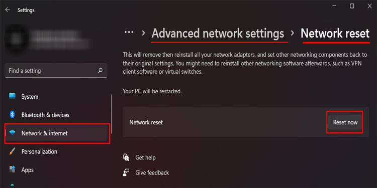 network reset