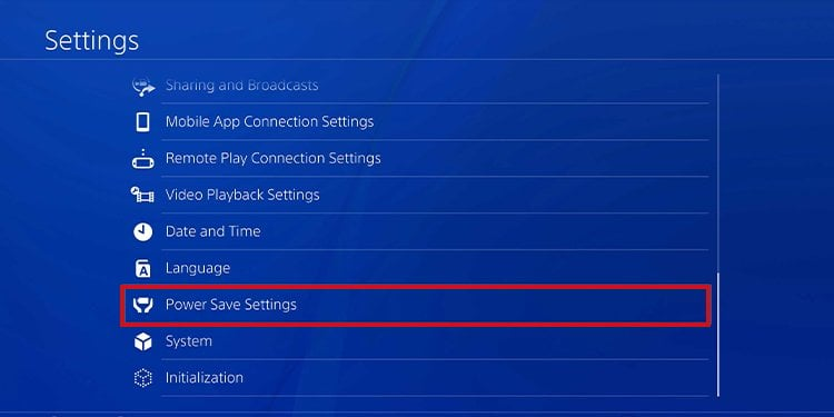ps4 power save settings