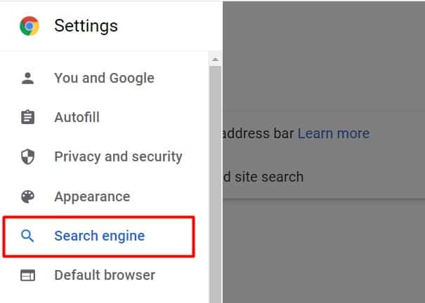 search engine settings