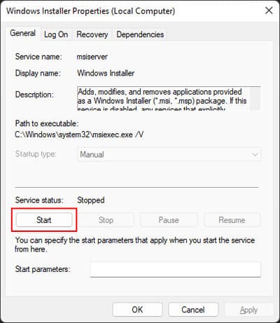start-windows-installer