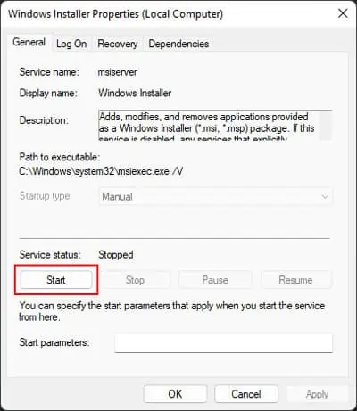 start-windows-installer