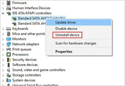 uninstall-sata-device