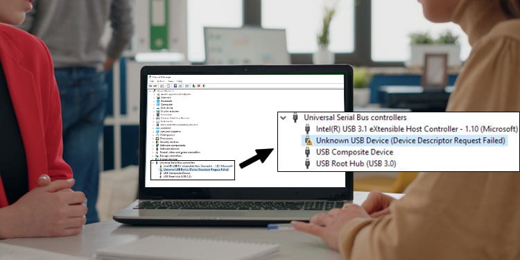 unknown usb device descriptor request failed