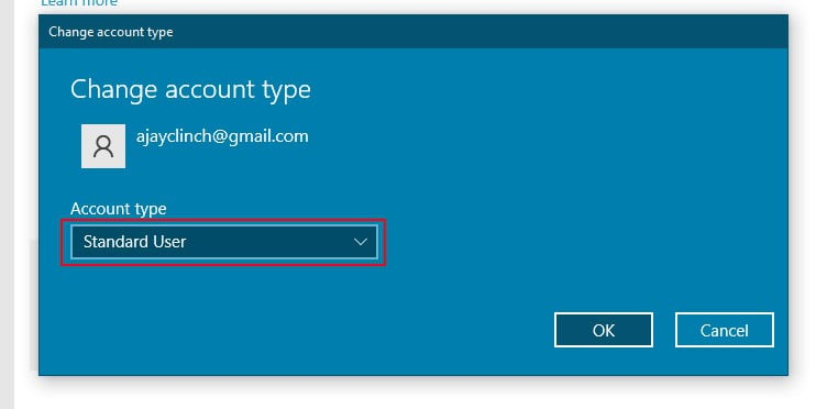 Change account type from settings 2